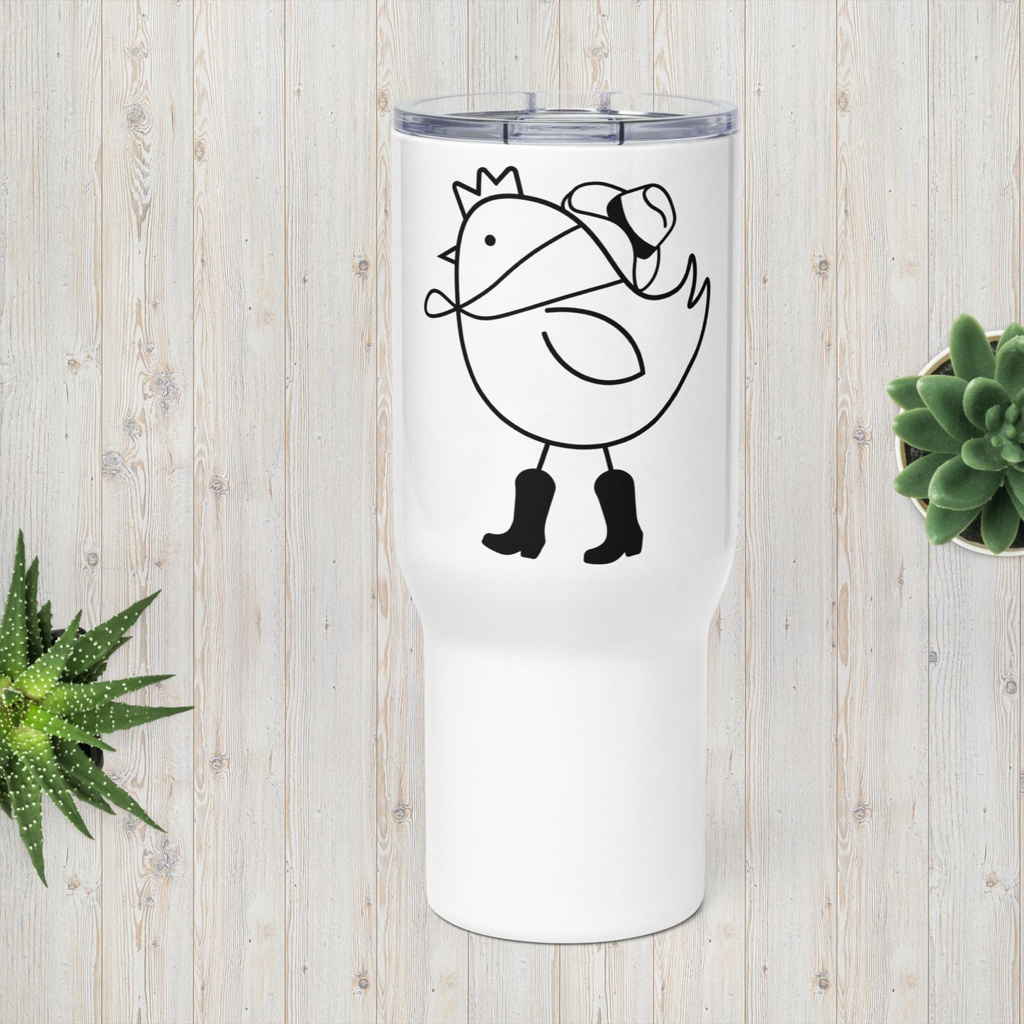 Taza de viaje "Howdy Chick" con asa