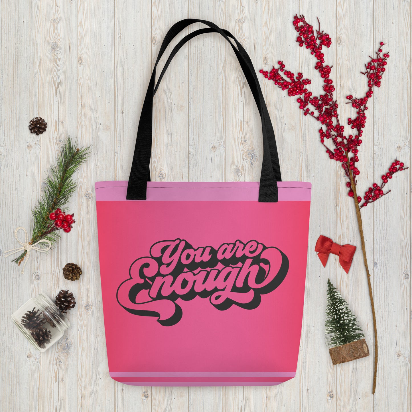Bolso de tela rosa "Eres Suficiente"